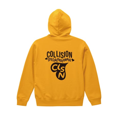 COLLISION バックプリント＆刺繍ジップアップパーカー