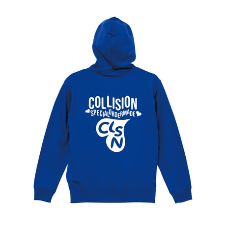 COLLISION バックプリント＆刺繍ジップアップパーカー