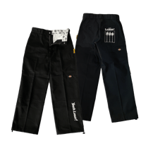 DOWBLE KNEE STRING WORK PANTS BLACK
