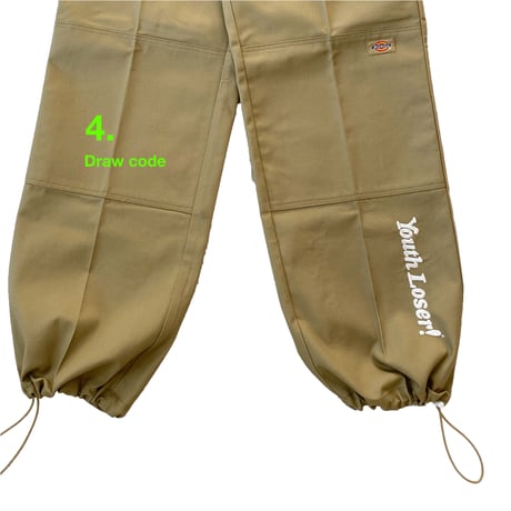 DOWBLE KNEE STRING WORK PANTS BLACK