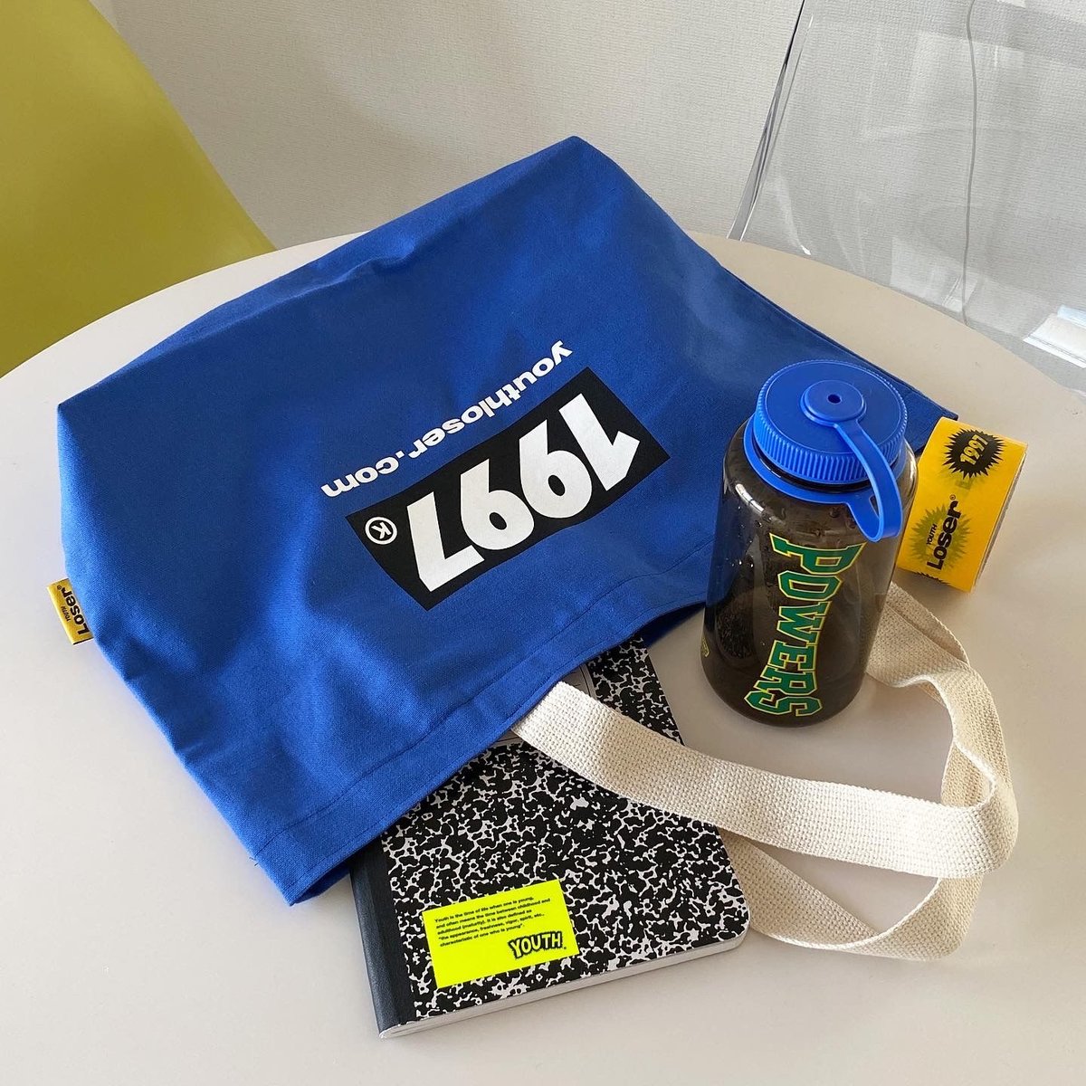 1997 BOXLOGO AND YOUTHLOSER.COM BLUE TOTE BAG |
