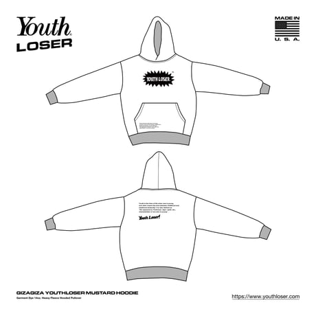 GIZAGIZA YOUTHLOSER MUSTARD HOODIE