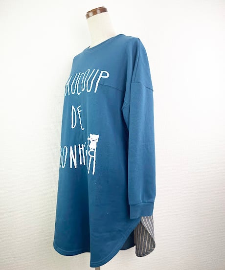 裏起毛×布帛霧切り替えチュニック(RF345012-30)
