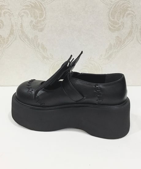 ATELIER-PIERROT／ “Nocturnal Grave” Batwing Mended Shoes (ブラック）S〜XLの4サイズ
