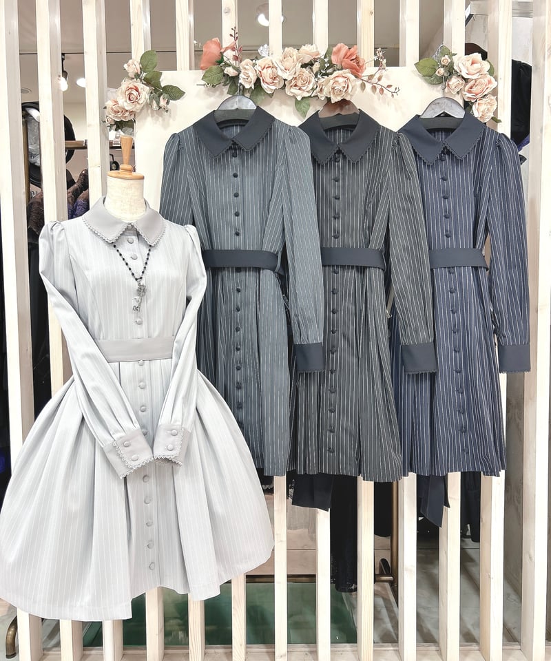 Sheglit／ ストライプタックワンピース（ライトグレー） | chou