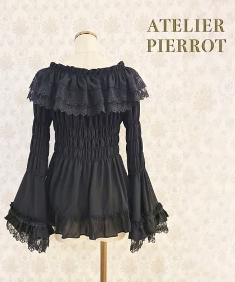 ATELIER-PIERROT／Shirring princess sleeve blouse （ブラック）