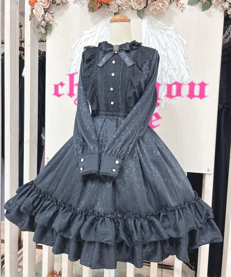 ピナスウィートコレクション　ローズジャガードワンピース Pina sweetcollection／ローズジャガードワンピース（BK×BK） | cho