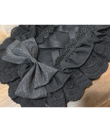 ATELIER-PIERROT／Lace-up Frill Headdress（ブラック）