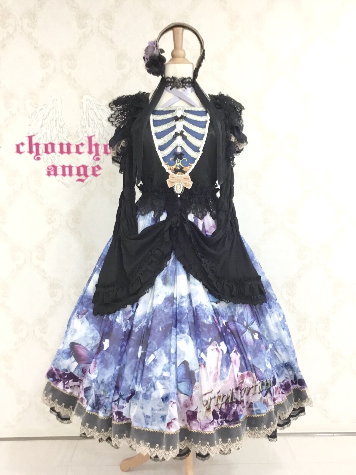 Triple* fortune ／スケルトンコルセット（黒×ブルー）Lサイズ | chou c 