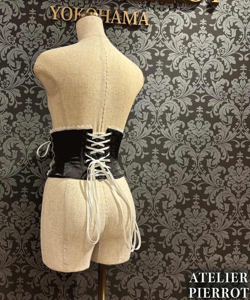 ATELIER PIERROT☆コルセット/ブラック ATELIER-PIERROT／Thorned Rose Corset（ブラック×ホワイト）