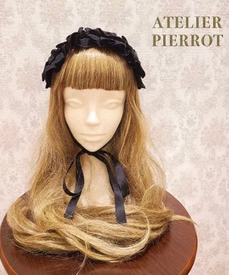 ATELIER-PIERROT／Lace-up Frill Headdress（ブラック）