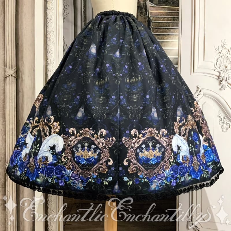 Enchantlic EnchantilIy 新品　スカート Enchantlic Enchantilly／薔薇姫の王冠スカート（黒×青薔薇