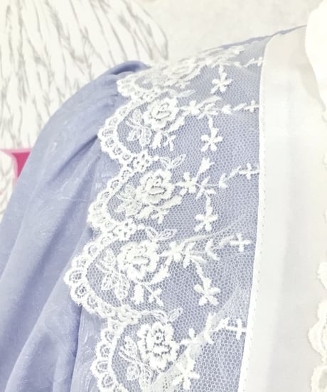 Pina sweetcollection／ローズジャガードワンピース（半袖・  サックス）