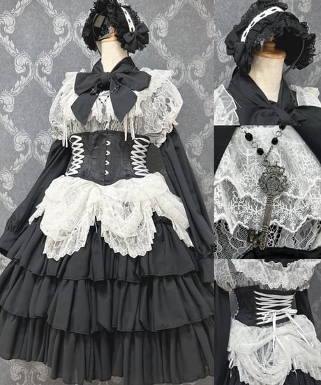 Vallée lys／Mellow Melody Dress（BLACK×WHITE）