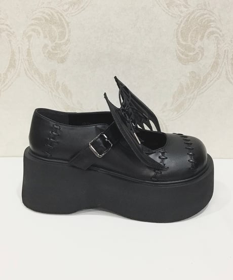 ATELIER-PIERROT／ “Nocturnal Grave” Batwing Mended Shoes (ブラック）S〜XLの4サイズ