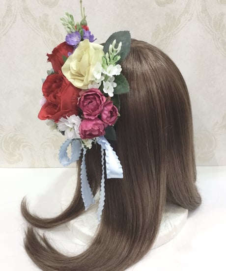 Millefleurs／薔薇ブーケのカチューシャ（サックス）