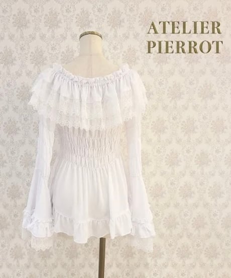 ATELIER-PIERROT／Shirring princess sleeve blouse （ホワイト）
