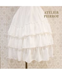 ATELIER-PIERROT／Three-Tiered Ruffle Chiffon Skirt（ホワイト）