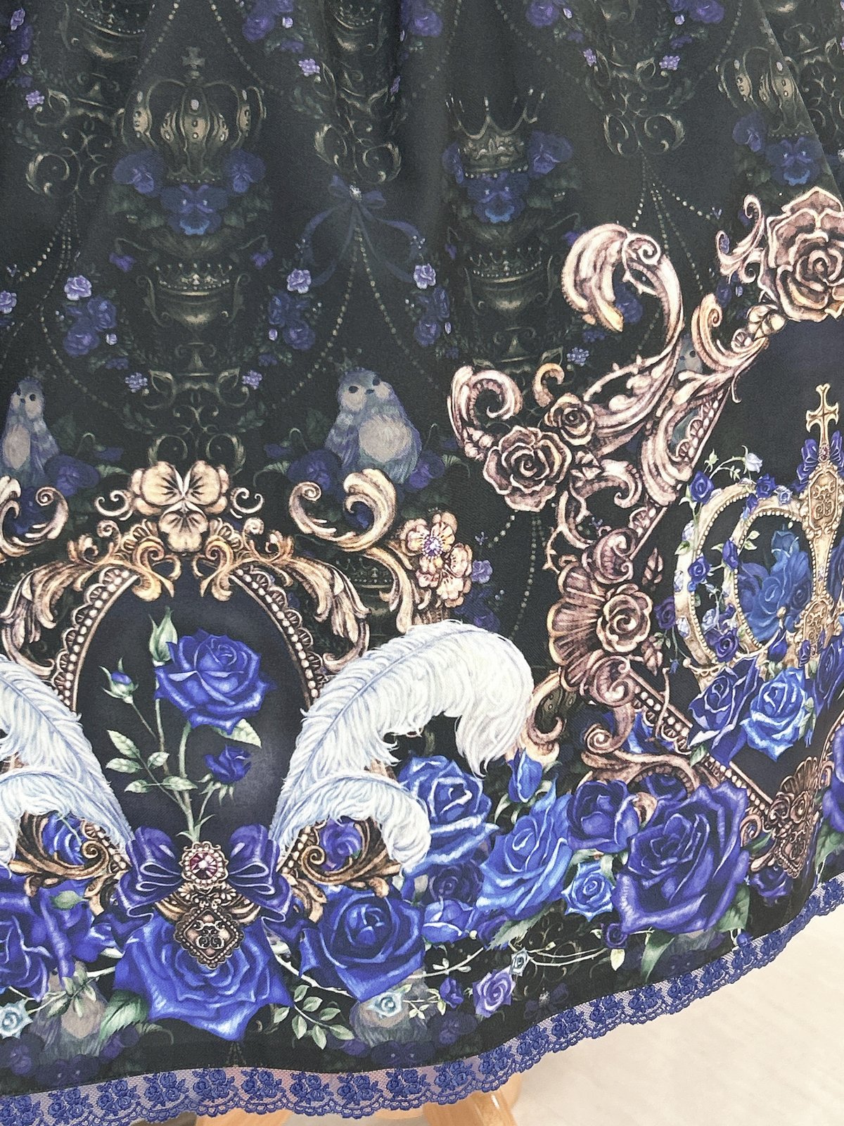 Enchantlic Enchantilly／薔薇姫の王冠スカート（黒×青薔薇）青レース