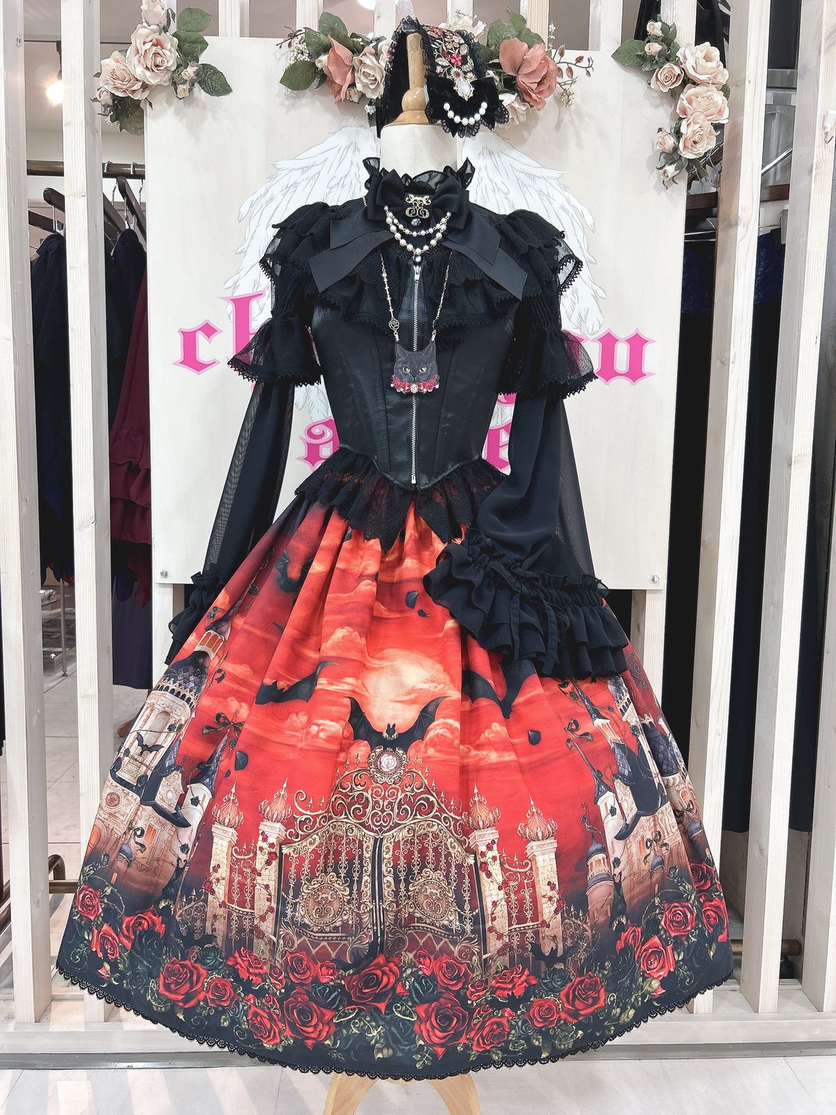 Triple* fortune ／刺繍ヘッドドレス（赤小花） | chou chou ange