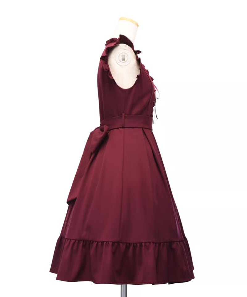 Sheglit／レースアップジャンパースカート（ボルドー） | chou chou