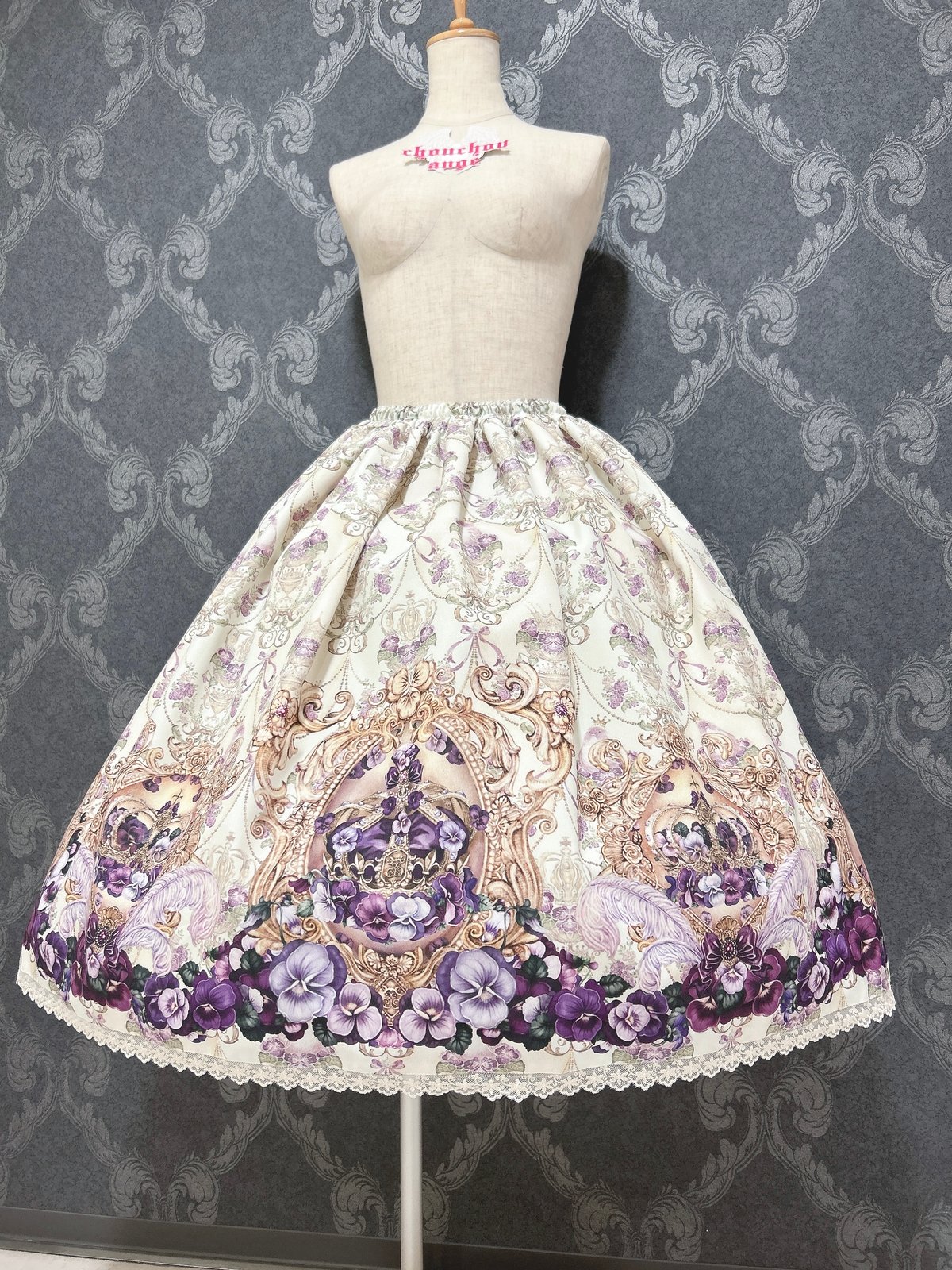 Enchantlic EnchantilIy 新品　スカート Enchantlic Enchantilly／薔薇姫の王冠スカート（黒×青薔薇