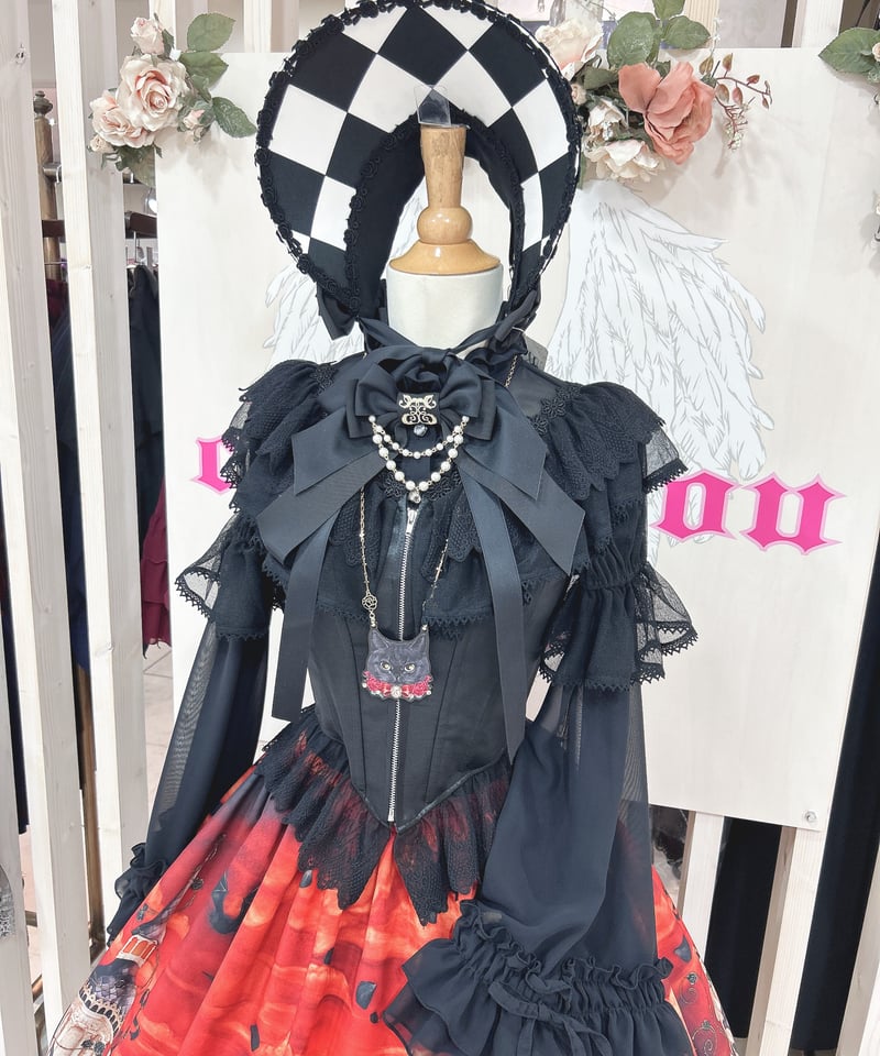 Enchantlic Enchantilly／ダイヤ柄ハーフボンネット（黒×白×黒