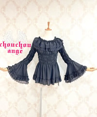 ATELIER-PIERROT／Shirring princess sleeve blouse （ブラック）