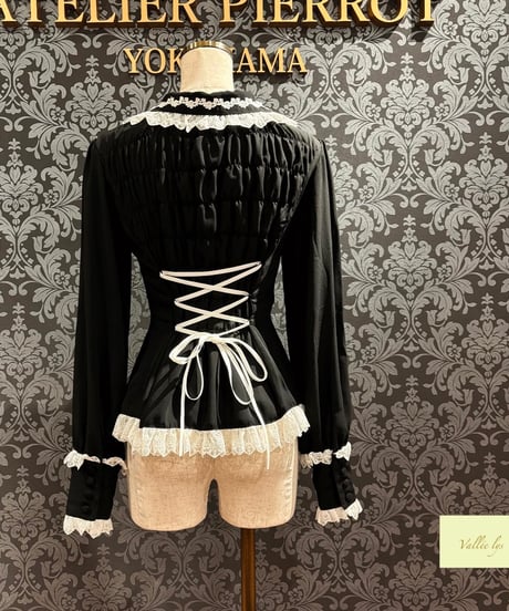Vallée lys／Dreams Ladder Lace Long Sleeved Blouse （ブラック×ホワイト）