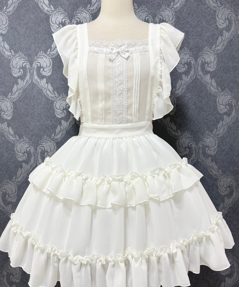 Pina sweetcollection／ティアードフリルエプロン （梨地アイボリー