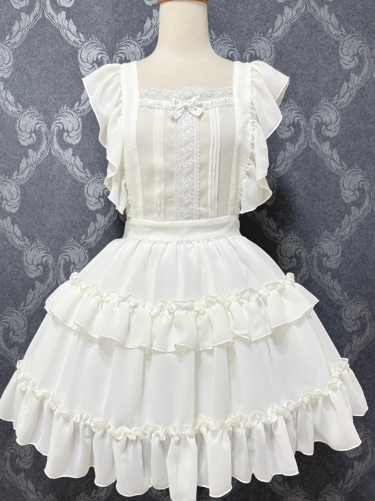 Pina sweetcollection／ティアードフリルエプロン （梨地アイボリー