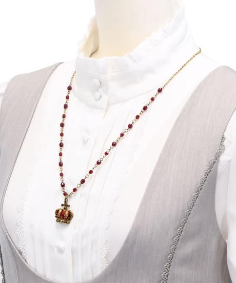 Sheglit／"Noble"クラウンネックレス（ゴールド）レッド