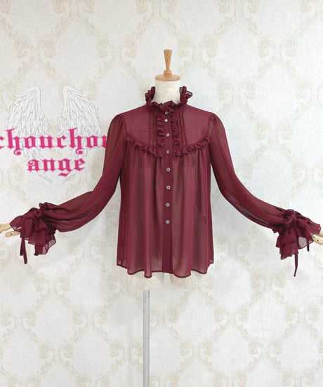 Enchantlic Enchantilly／シャンテリーフリルブラウス（エンジ）