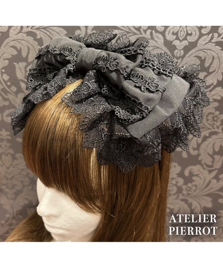 ATELIER-PIERROT／Sweet Lace Ribbon Headband （ブラック）
