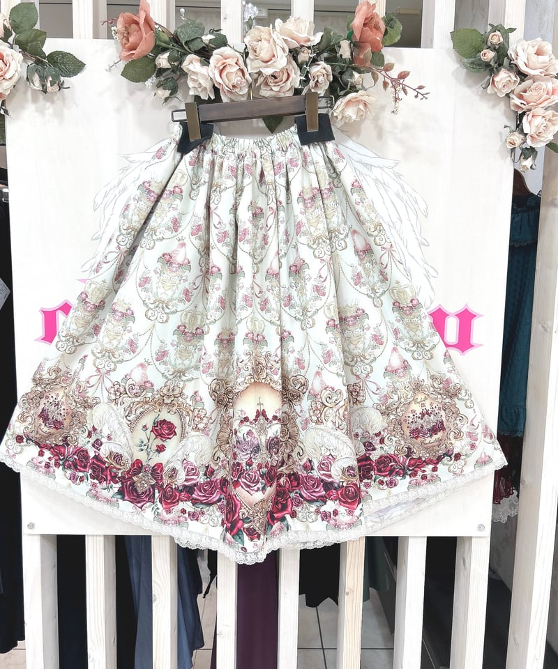 Enchantlic Enchantilly／薔薇姫の王冠スカート（生成り×赤薔薇） | ch