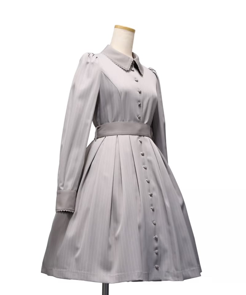 ✽+ワンピース グレーベージュ+✽ 七五三 クリスマス お正月 入園式 レース七分袖×ダマスク柄ワンピースドレス結婚式ワンピース