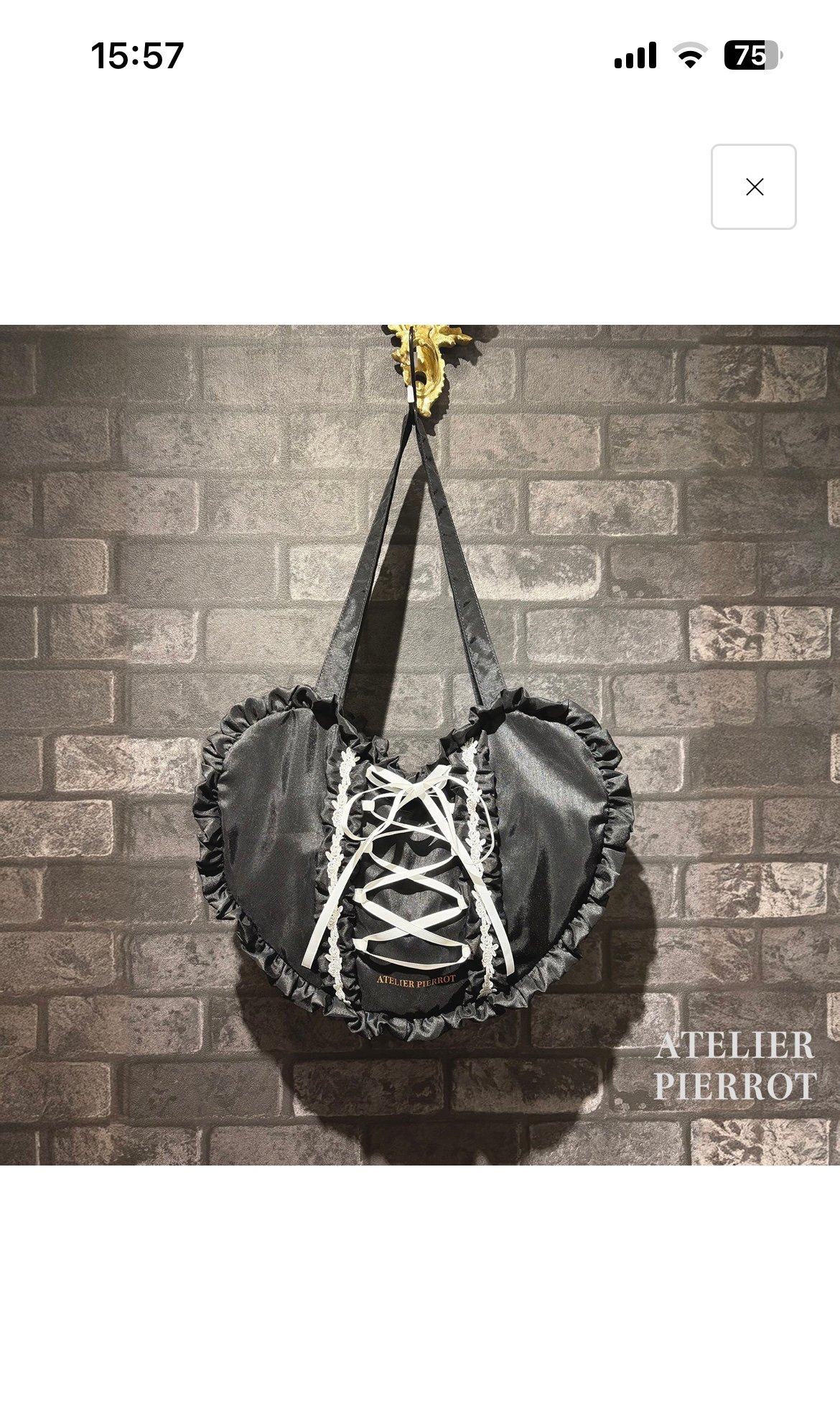 ATELIER-PIERROT／Lace up Ribbon Heart Bag （ブラック×