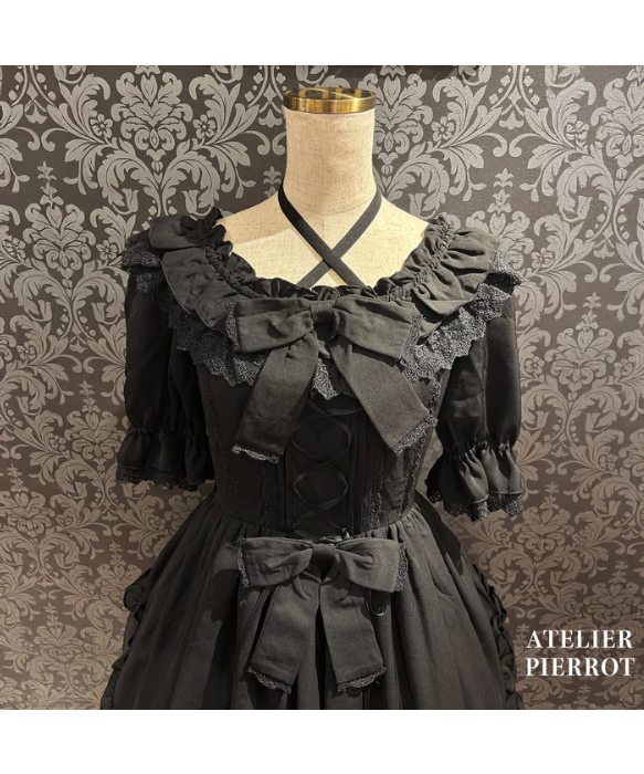 ATELIER PIERROT ブラックゴスロリドレス ATELIER-PIERROT／Aveline Mimore Dress（ブラック） | ch