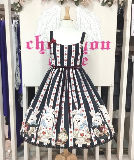Enchantlic Enchantilly／不思議の国のQueenCat JSK（黒白ストライプ）
