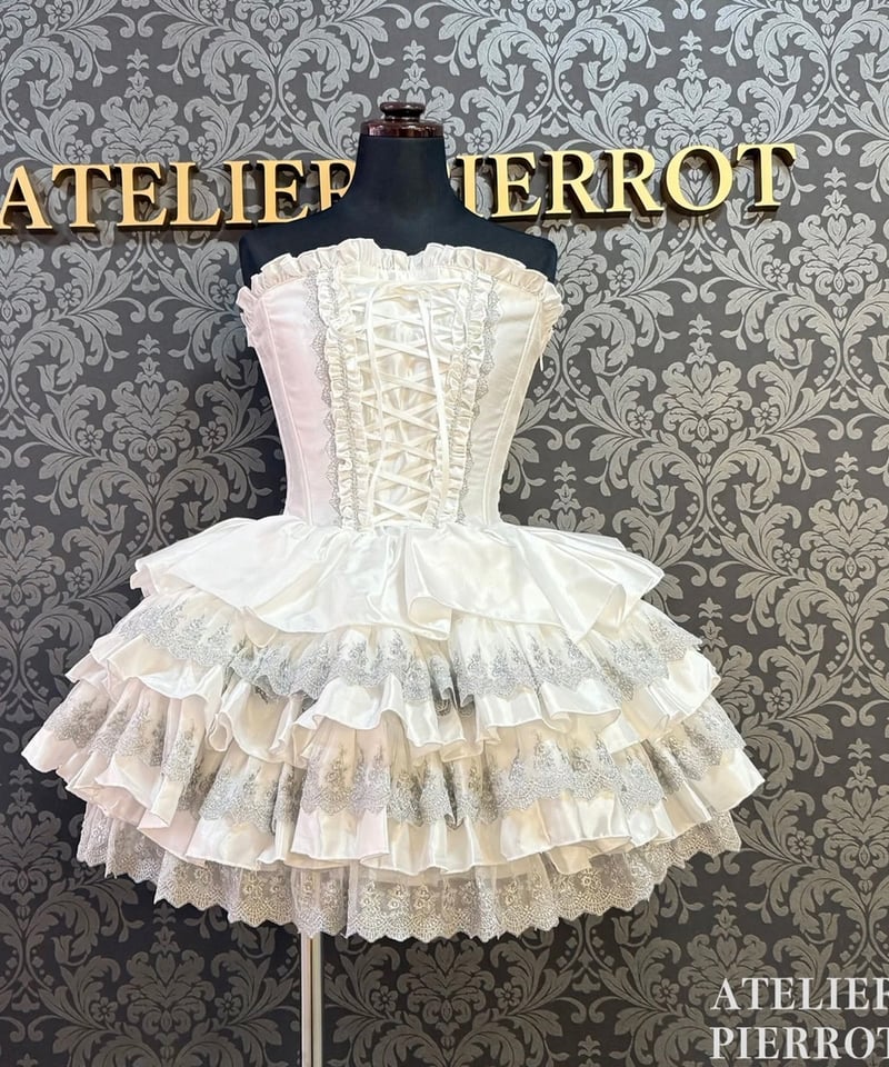 ATELIER PIERROT　ミニコルセットワンピース　ホワイト ATELIER-PIERROT／Mini Corset Dress (シルバーレースver)ホ