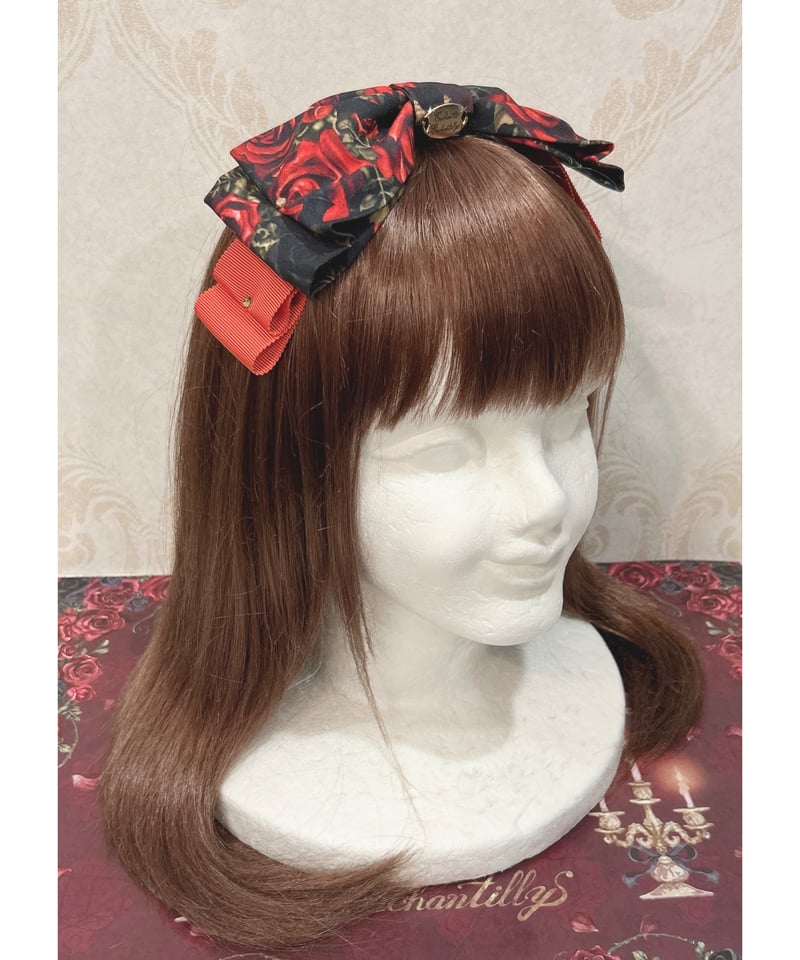 【完全処分☆】トリプルフォーチュン ローズリボン ボンネット 黒‪✕‬赤薔薇 Triple*fortune】ロココバレリーヌシューズ/赤・ベージュ・黒