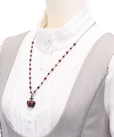 Sheglit／"Noble"クラウンネックレス（シルバー）ボルドー