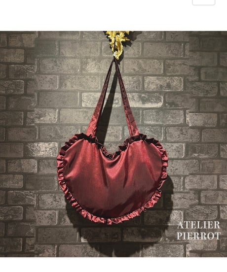 ATELIER-PIERROT／Lace up Ribbon Heart Bag （ ボルドー）