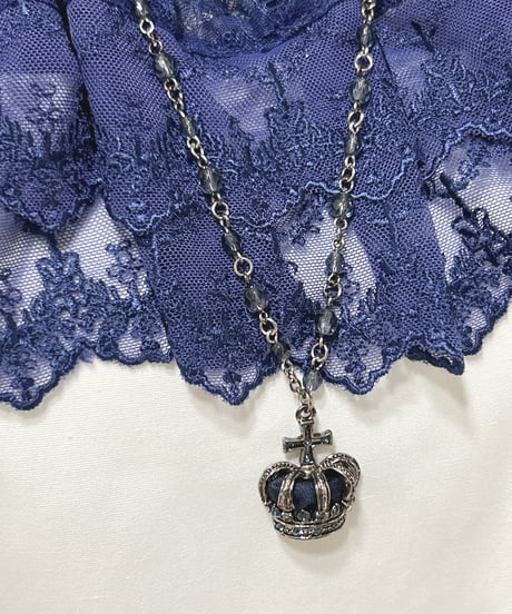 Sheglit／"Noble"クラウンネックレス（シルバー）ネイビー