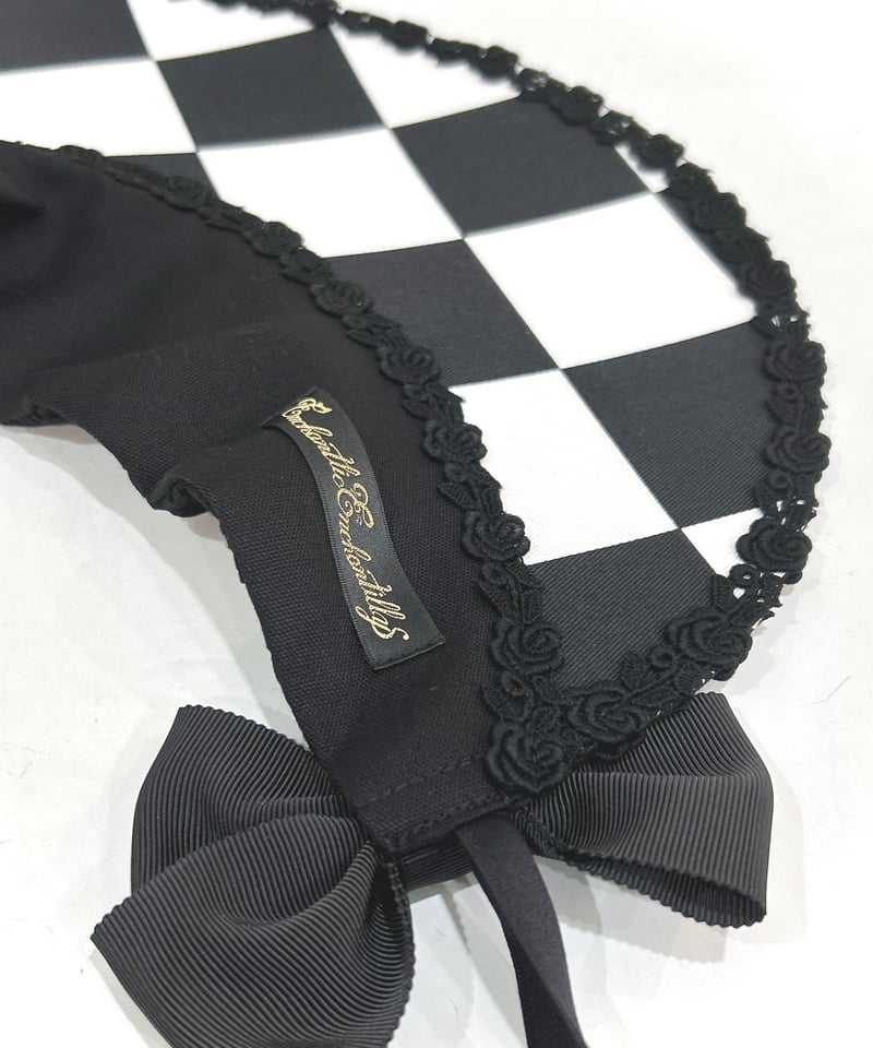 Enchantlic Enchantilly／ダイヤ柄ハーフボンネット（黒×白×黒