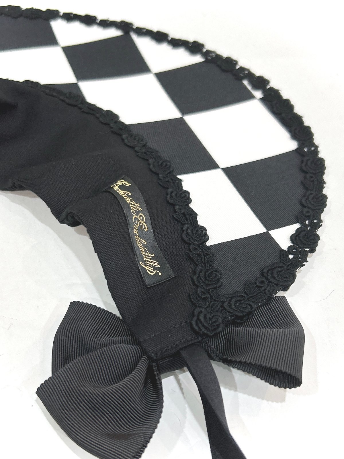 Enchantlic Enchantilly／ダイヤ柄ハーフボンネット（黒×白×黒