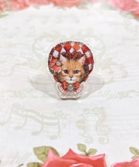 ｱﾝｼｬﾝﾃﾘｯｸ ｱﾝｼｬﾝﾃﾘｰ／Dolled Up Ring （ダイヤ柄ボンネット猫・赤）