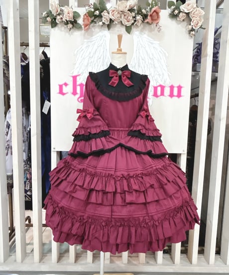 Pina sweetcollection／ドール姫袖ワンピース （ワイン×BK）