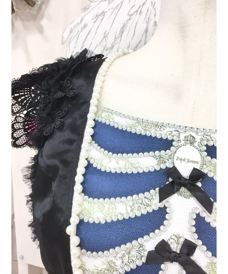 Triple* fortune ／スケルトンコルセット（黒×ブルー）Lサイズ