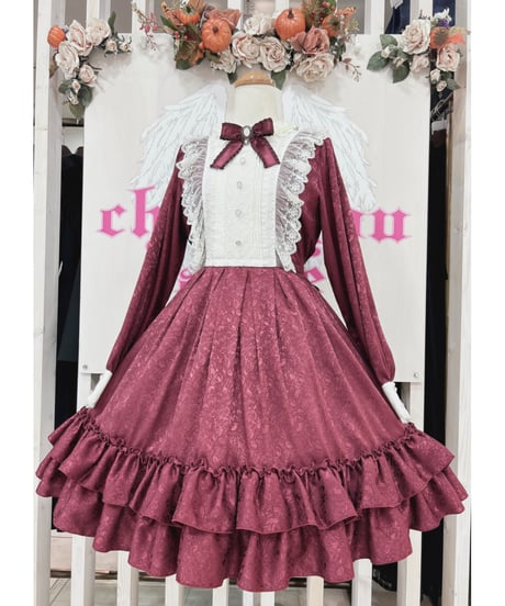 Pina sweetcollection／ローズジャガードワンピース（ワイン）